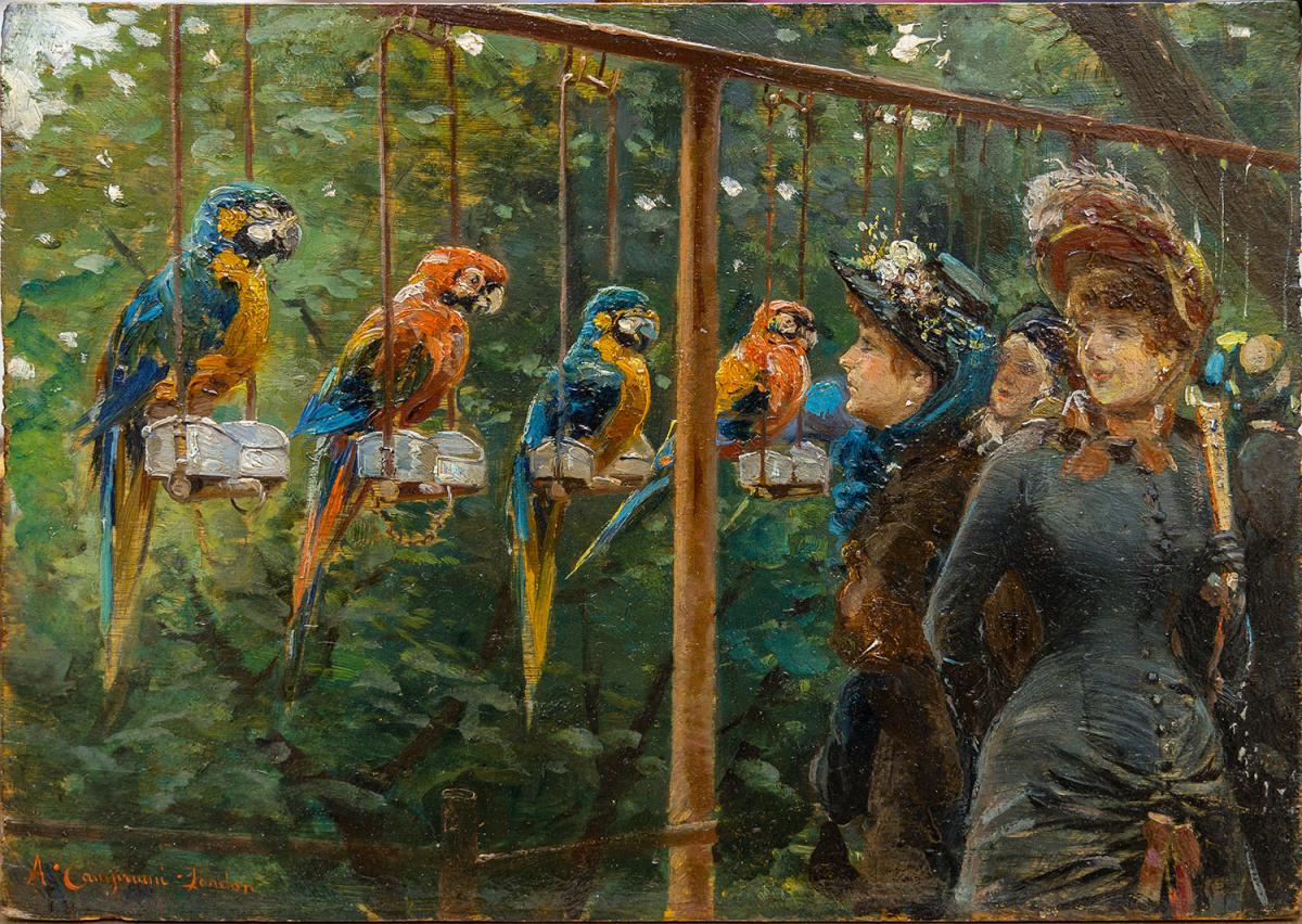 Alceste Campriani  - The Visit of the elegant Ladies to the parrots